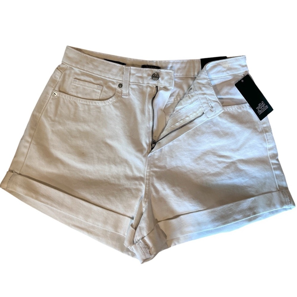 WILD FABLE Women's Highest Rise Cuffed Short Mom White Jean Shorts Sz 10/30R NWT